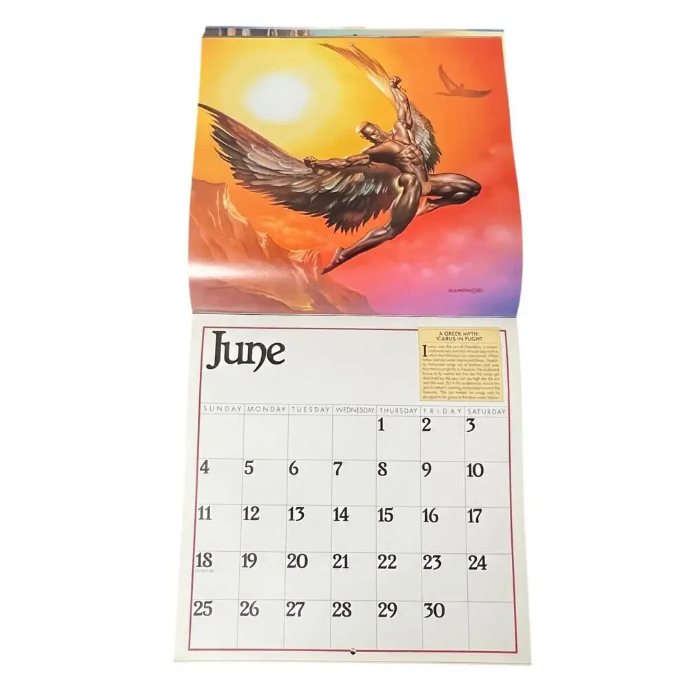 1989 Boris Vallejo Mythology Calendar Unused same dates again in 2034